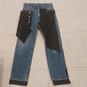 Stylish Women's Two-Tone Black and Blue Straight Leg Jeans